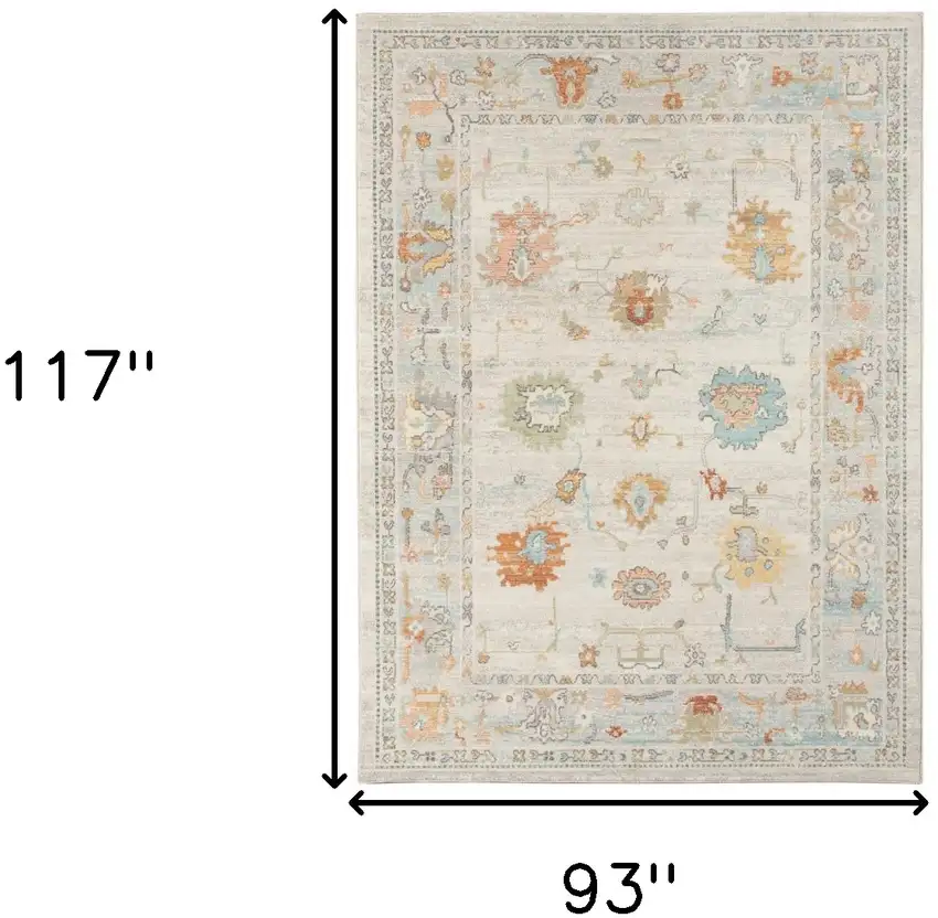 Blue and Orange Floral Stain Resistant Indoor Outdoor Area Rug Photo 8