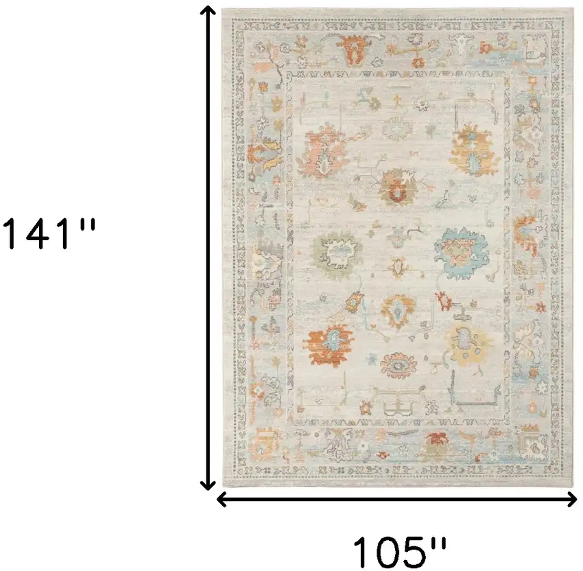 Blue and Orange Floral Stain Resistant Indoor Outdoor Area Rug Photo 8