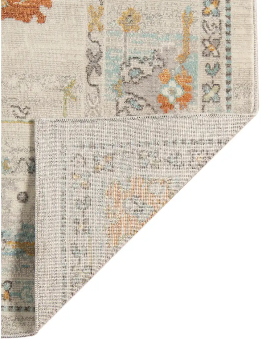 Blue and Orange Floral Stain Resistant Indoor Outdoor Area Rug Photo 4