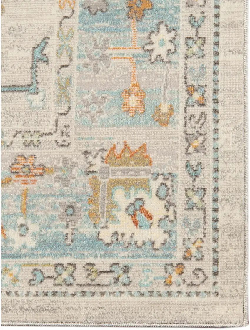 Blue and Orange Floral Stain Resistant Indoor Outdoor Area Rug Photo 3