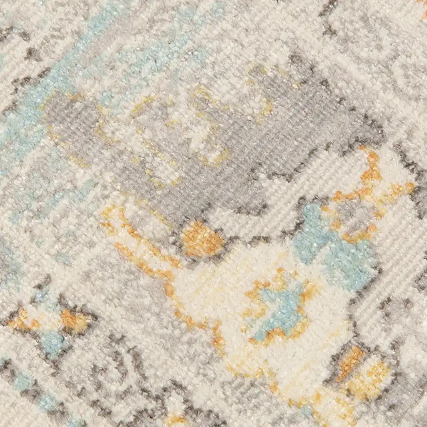 Blue and Orange Floral Stain Resistant Indoor Outdoor Area Rug Photo 9