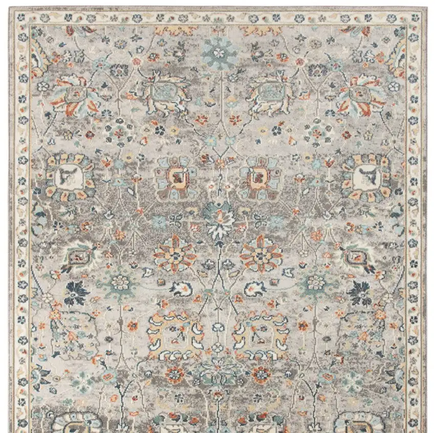 Blue and Orange Floral Stain Resistant Indoor Outdoor Area Rug Photo 8