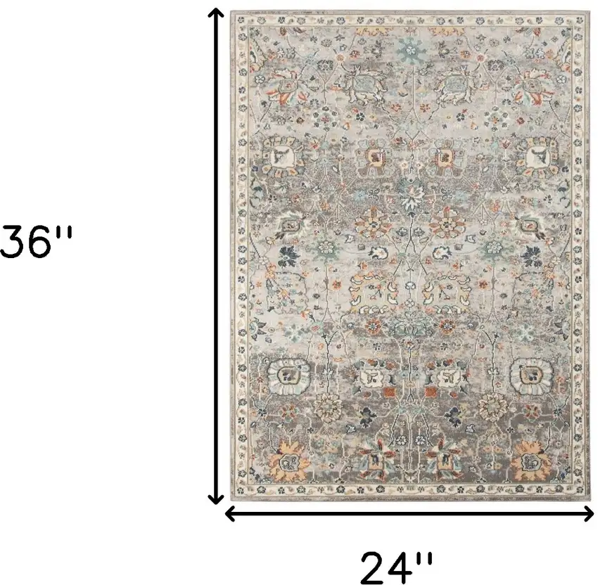 Blue and Orange Floral Stain Resistant Indoor Outdoor Area Rug Photo 9