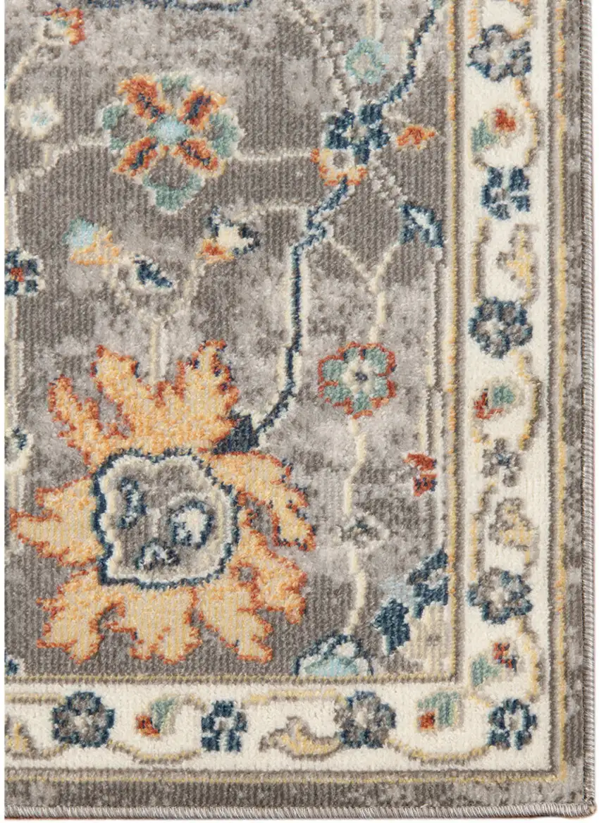 Blue and Orange Floral Stain Resistant Indoor Outdoor Area Rug Photo 3