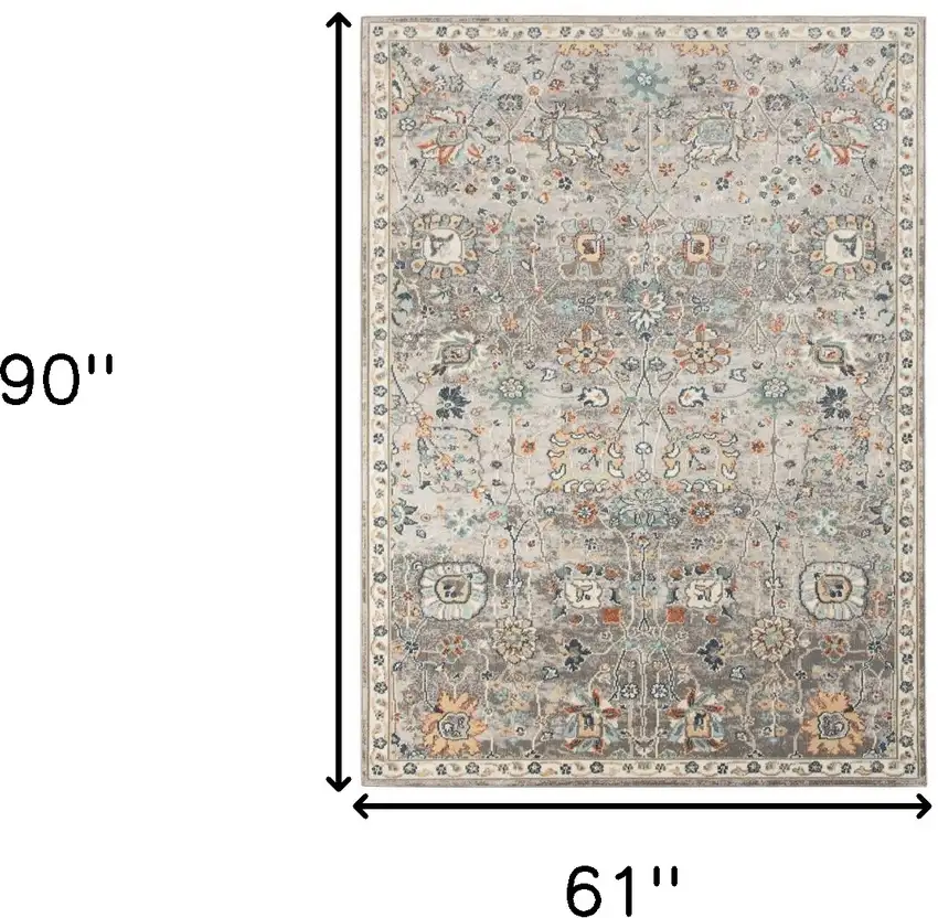 Blue and Orange Floral Stain Resistant Indoor Outdoor Area Rug Photo 8