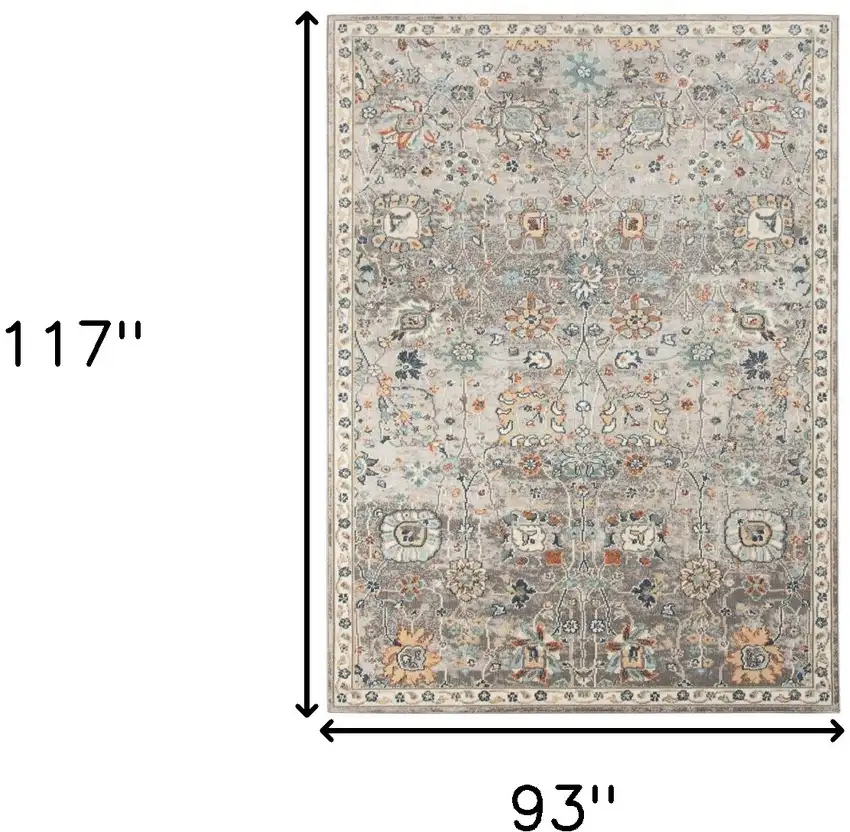 Blue and Orange Floral Stain Resistant Indoor Outdoor Area Rug Photo 8