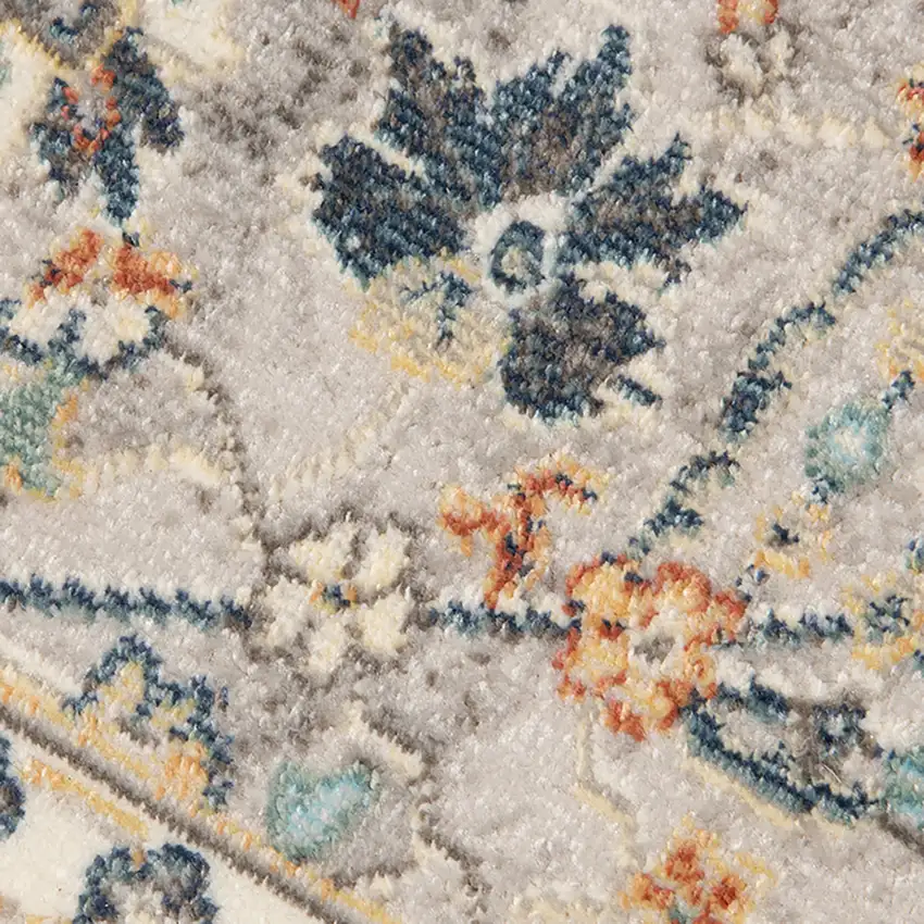 Blue and Orange Floral Stain Resistant Indoor Outdoor Area Rug Photo 6
