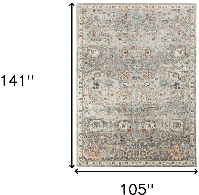Blue and Orange Floral Stain Resistant Indoor Outdoor Area Rug Photo 8