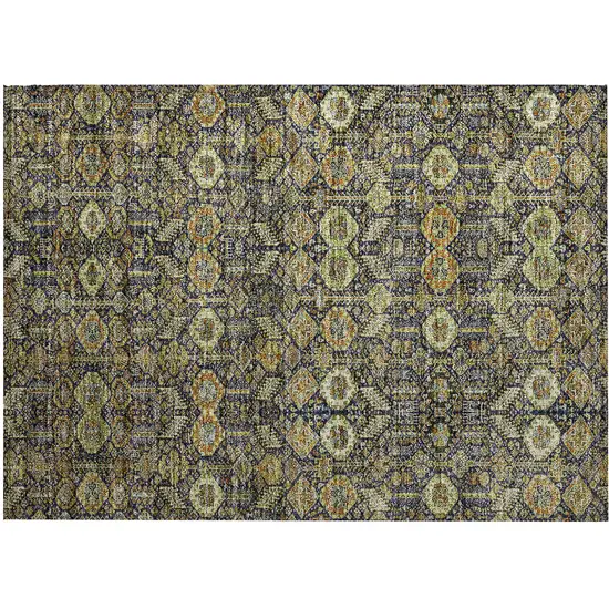 Blue and Orange Floral Washable Non Skid Indoor Outdoor Area Rug Photo 2