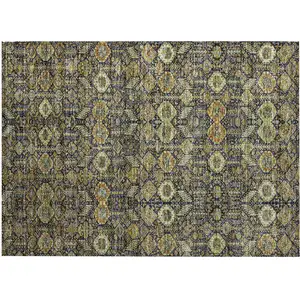 Photo of Blue and Orange Floral Washable Non Skid Indoor Outdoor Area Rug