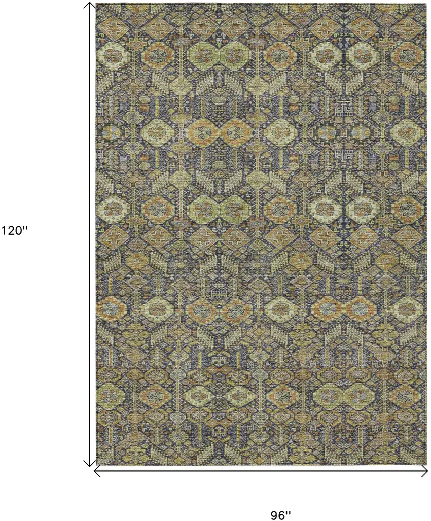 Blue and Orange Floral Washable Non Skid Indoor Outdoor Area Rug Photo 3
