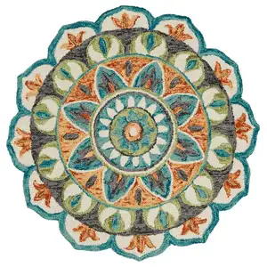 Photo of Blue and Orange Medallion Area Rug