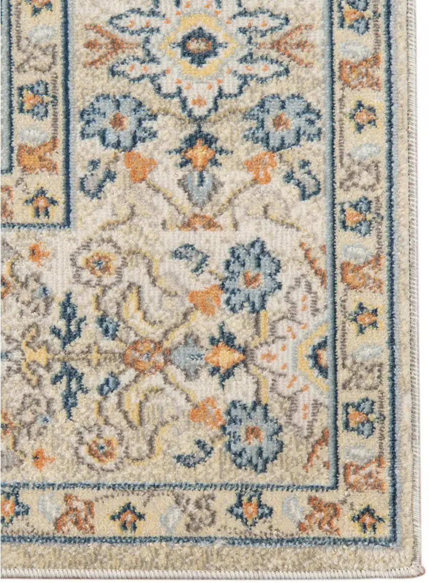Blue and Orange Medallion Stain Resistant Indoor Outdoor Area Rug Photo 3