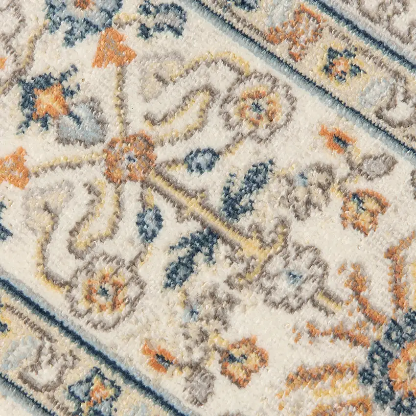 Blue and Orange Medallion Stain Resistant Indoor Outdoor Area Rug Photo 7
