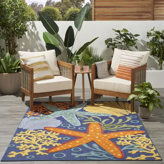 Blue Starfish Indoor Outdoor Area Rug Photo 9