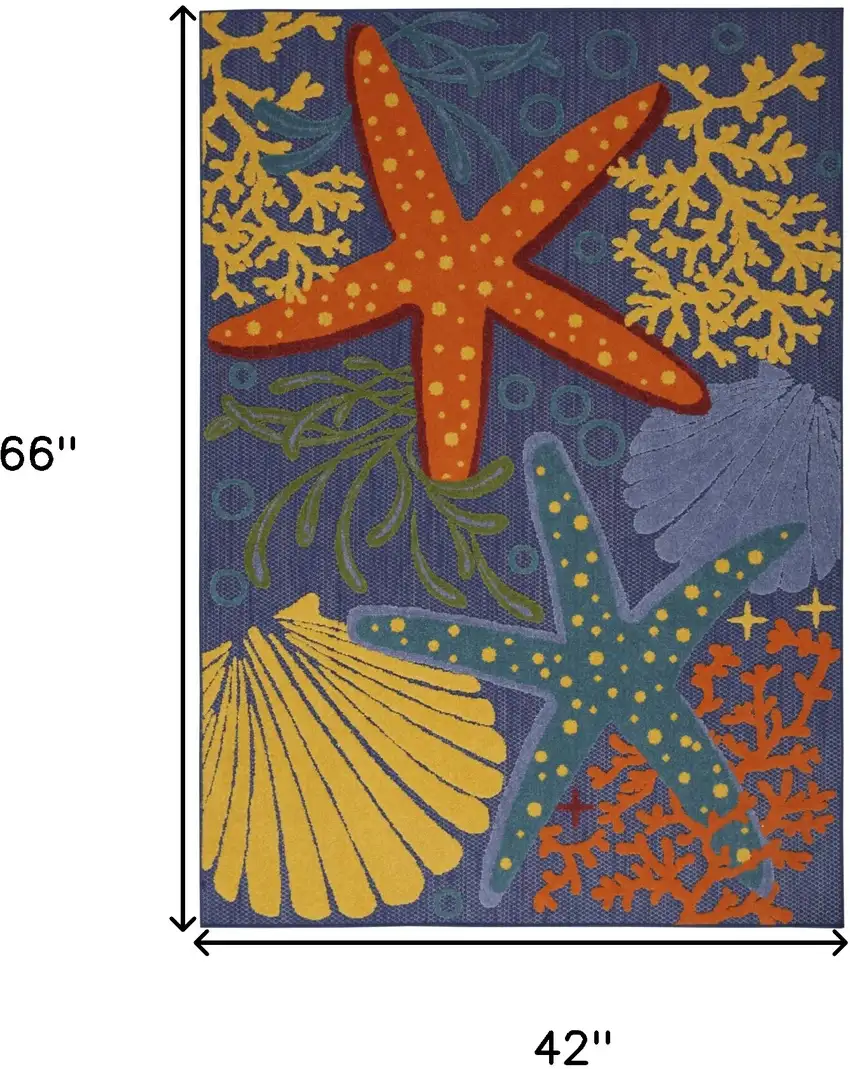 Blue Starfish Indoor Outdoor Area Rug Photo 3