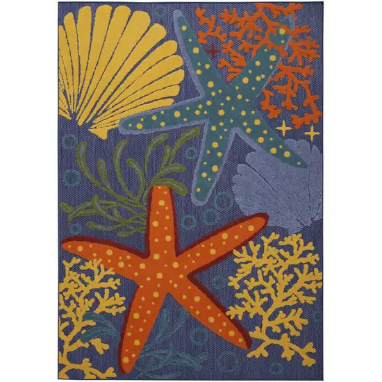 Orange Green and Blue Indoor Outdoor Area Rug Photo 1