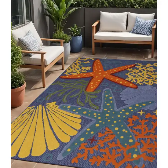 Orange Green and Blue Indoor Outdoor Area Rug Photo 1