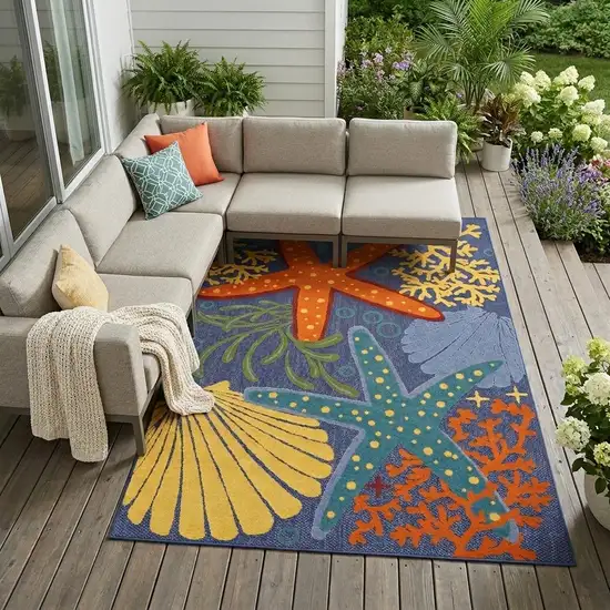 Orange Green And Blue Indoor Outdoor Area Rug Photo 1