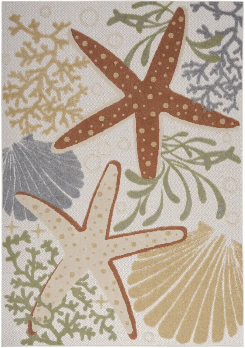 Ivory Orange and Blue Indoor Outdoor Area Rug Photo 4
