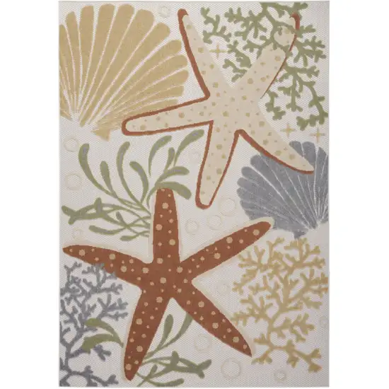 Ivory Orange and Blue Indoor Outdoor Area Rug Photo 3