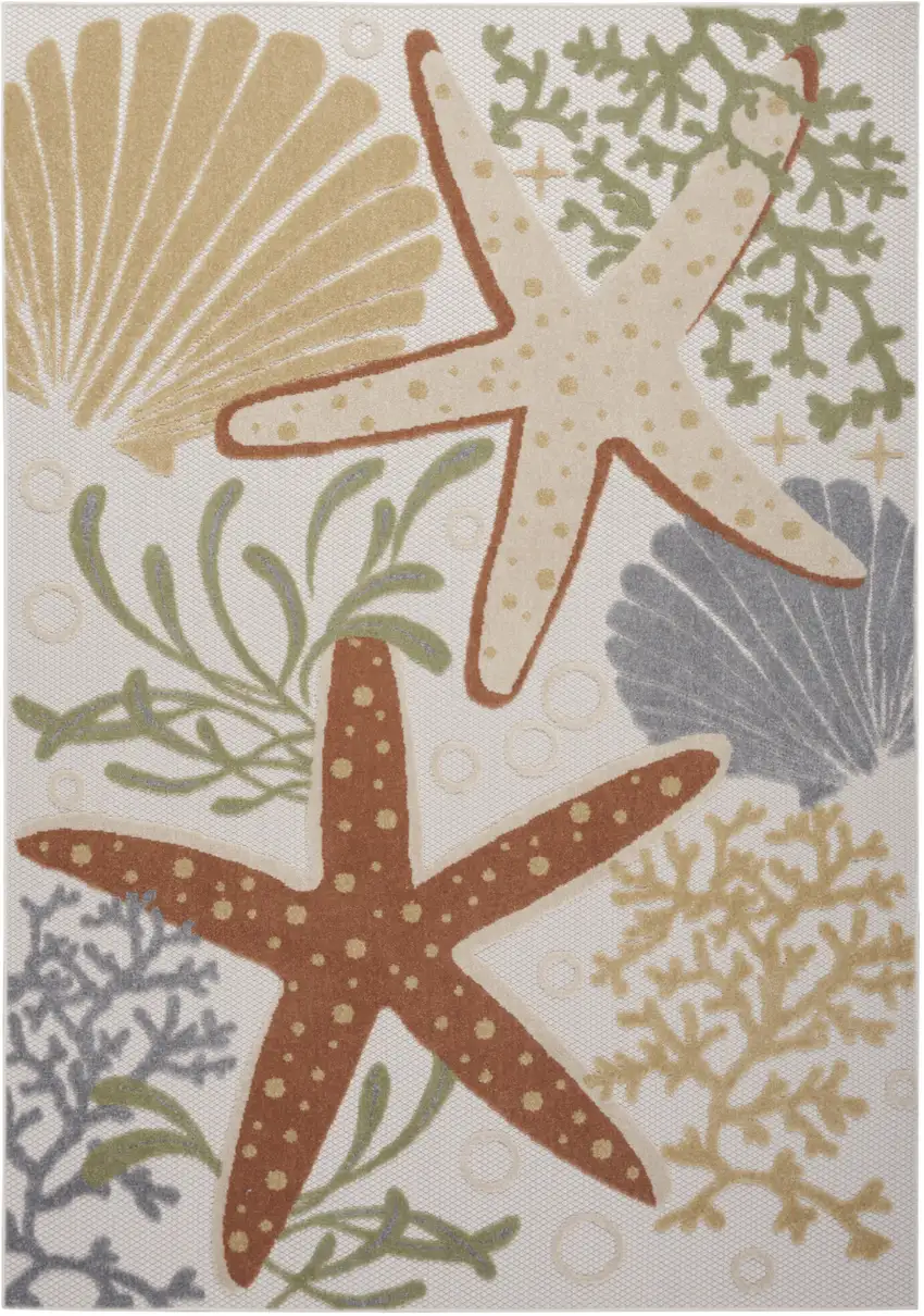 Ivory Orange and Blue Indoor Outdoor Area Rug Photo 3