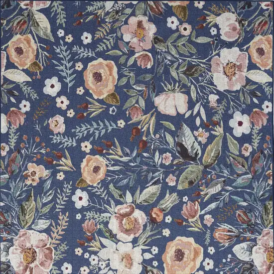 Blue and Pink Floral Power Loom Non Skid Area Rug Photo 8