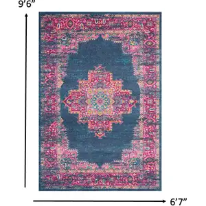 Photo of Blue and Pink Medallion Area Rug