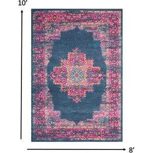 Photo of Blue and Pink Medallion Area Rug