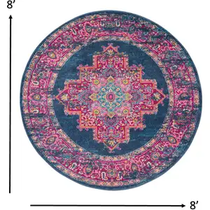 Photo of Blue and Pink Medallion Area Rug