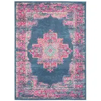 Photo of Blue and Pink Medallion Area Rug
