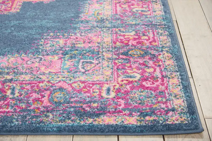 Blue and Pink Medallion Area Rug Photo 7