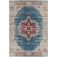 Photo of Blue and Pink Medallion Power Loom Area Rug