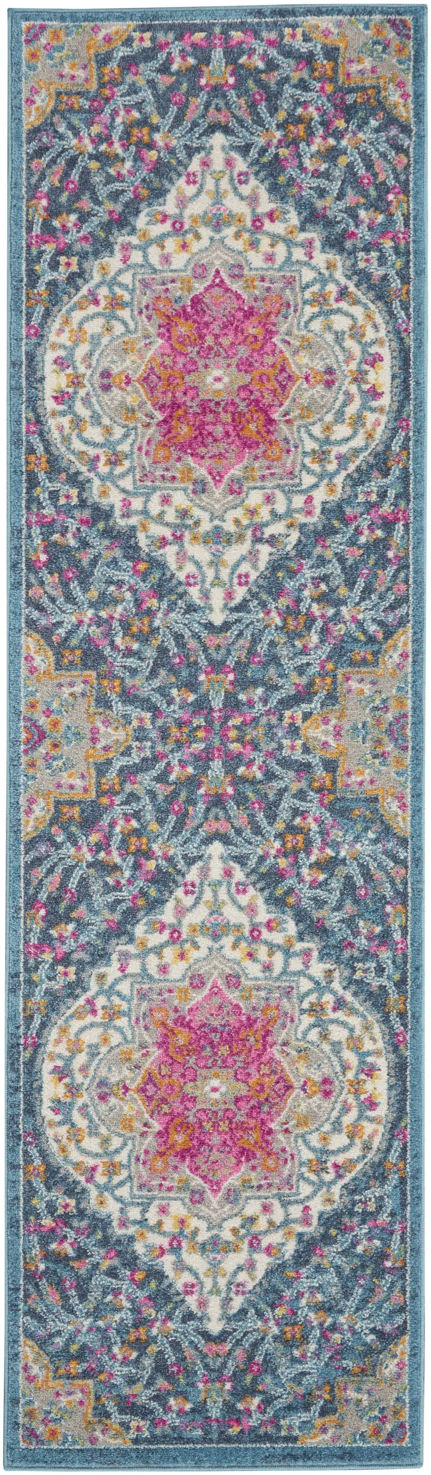 6' Teal Blue Power Loom Runner Rug Photo 1