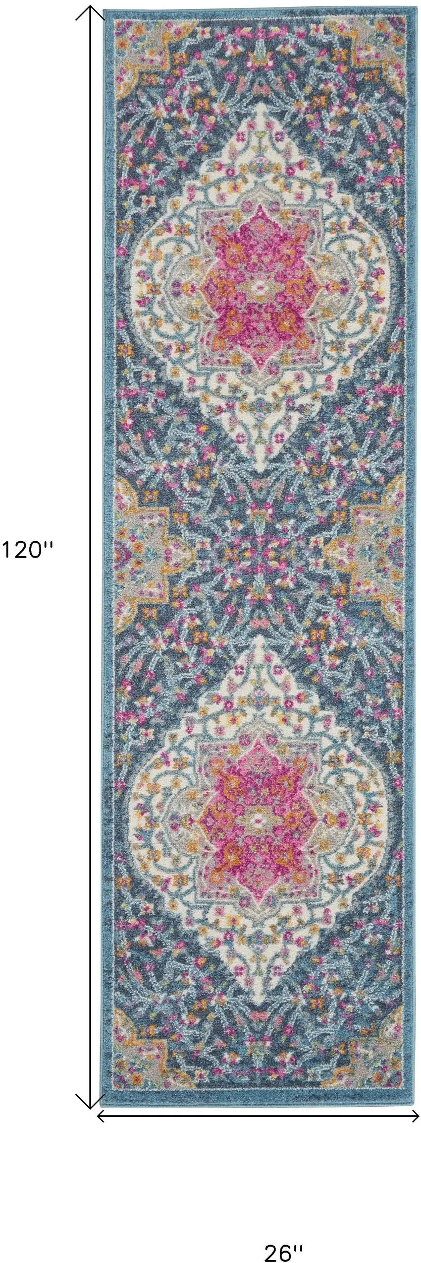 10' Teal Blue Power Loom Runner Rug Photo 9