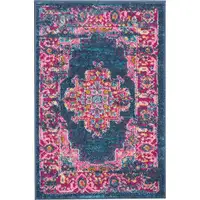 Photo of Blue and Pink Medallion Scatter Rug