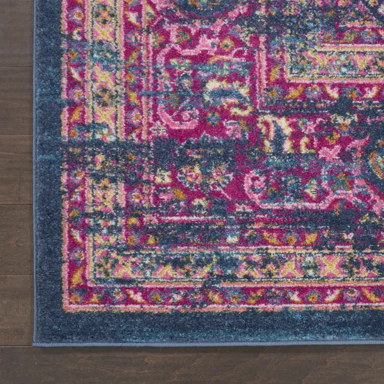 Blue and Pink Medallion Scatter Rug Photo 3