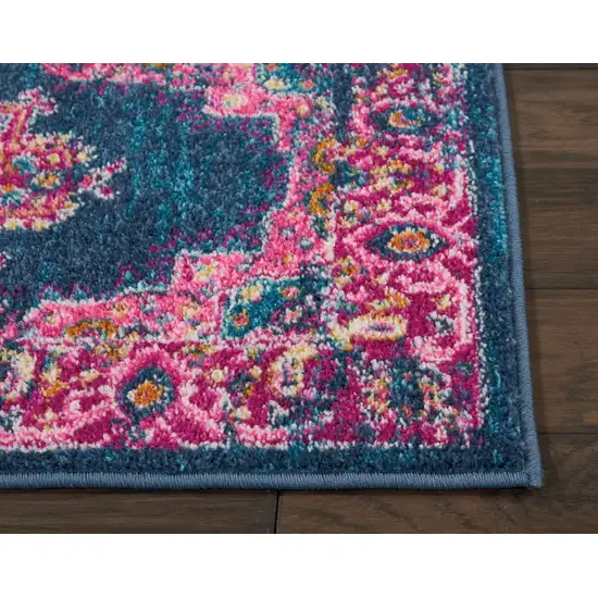 Blue and Pink Medallion Scatter Rug Photo 7