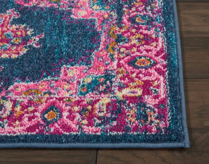 Blue and Pink Medallion Scatter Rug Photo 7