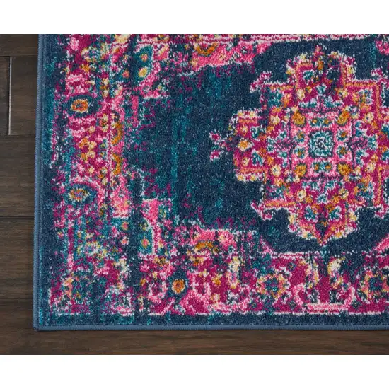 Blue and Pink Medallion Scatter Rug Photo 4