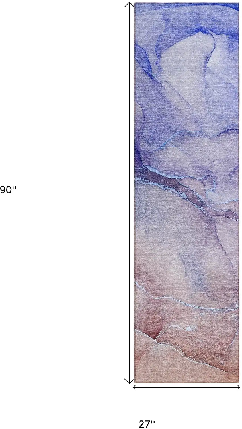 Blue and Purple Abstract Washable Non Skid Indoor Outdoor Runner Rug Photo 3