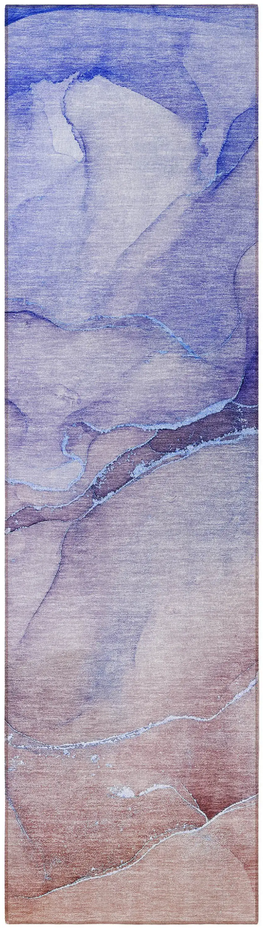 Blue and Purple Abstract Washable Non Skid Indoor Outdoor Runner Rug Photo 3