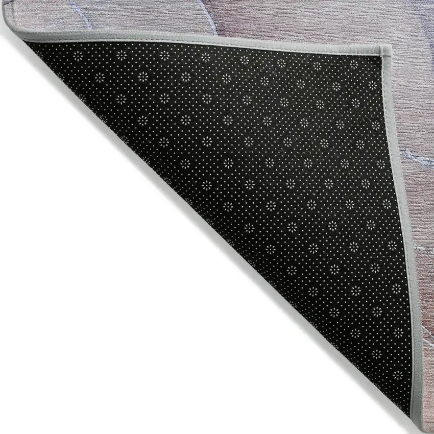 Blue and Purple Abstract Washable Non Skid Indoor Outdoor Runner Rug Photo 4