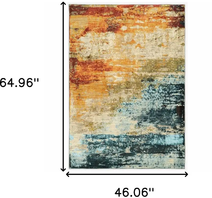 Blue and Red Distressed Area Rug Photo 5