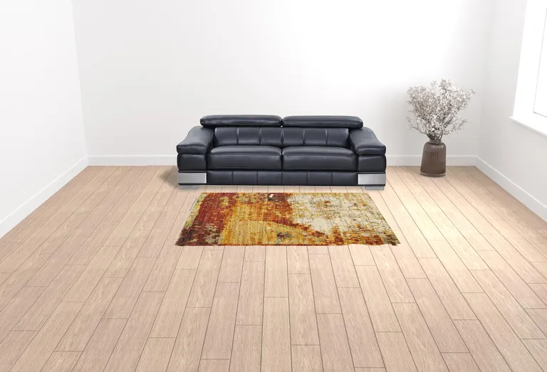 Blue and Red Distressed Area Rug Photo 3