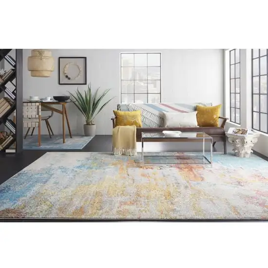 Blue and Red Distressed Area Rug Photo 3