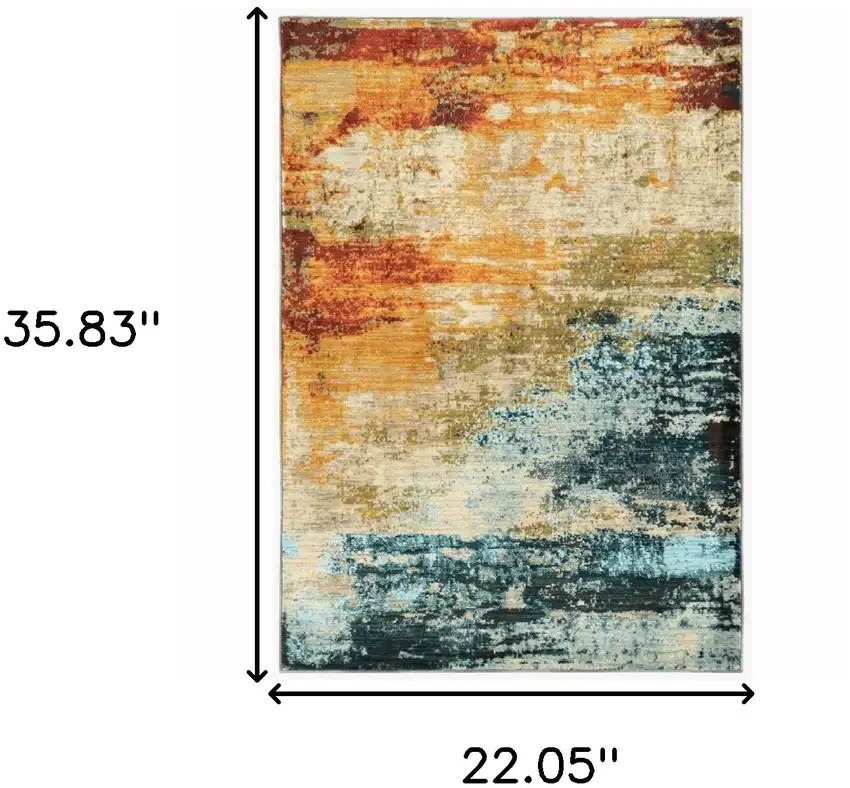 Blue and Red Distressed Scatter Rug Photo 5