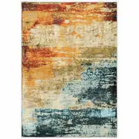 Photo of Blue and Red Distressed Scatter Rug