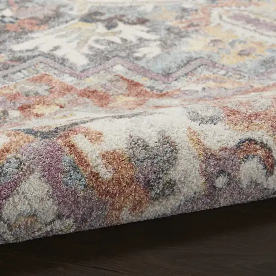 Blue and Red Floral Distressed Area Rug Photo 7