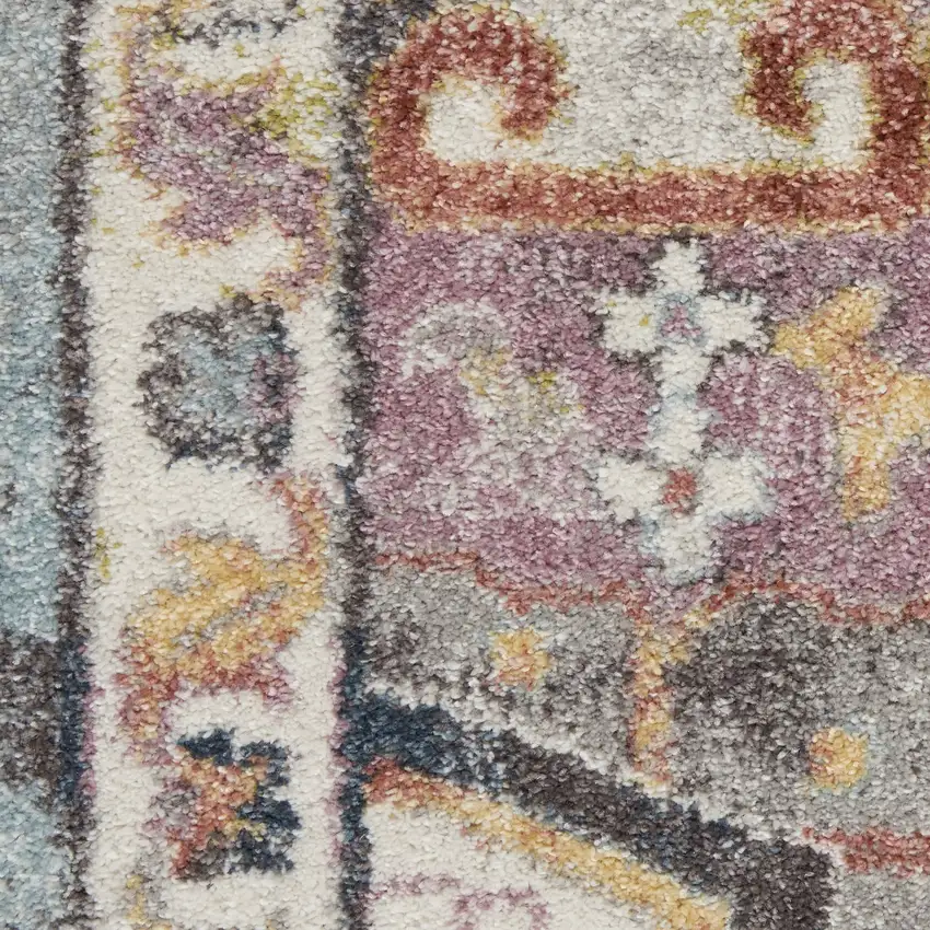 Blue and Red Floral Distressed Area Rug Photo 8
